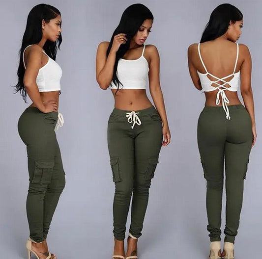 Pantalon cargo ajustado mujer