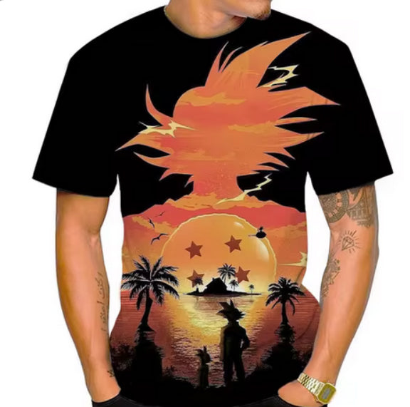 Camiseta sublimada Dragon Ball y Bob Marley