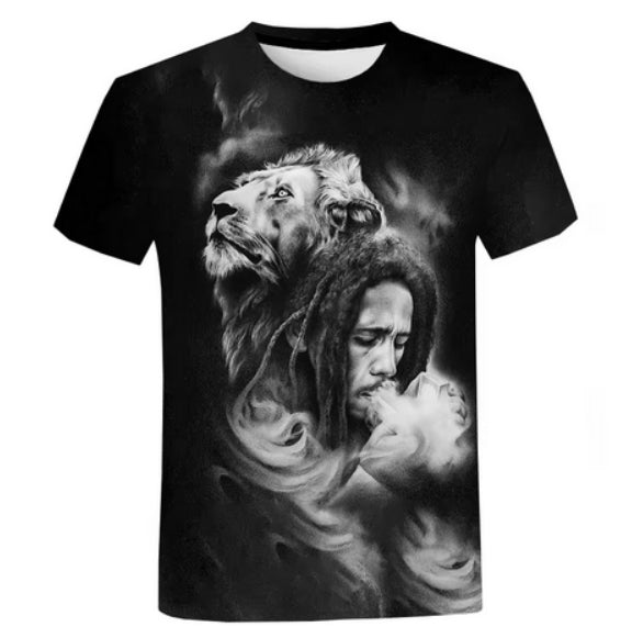 Camiseta sublimada Dragon Ball y Bob Marley