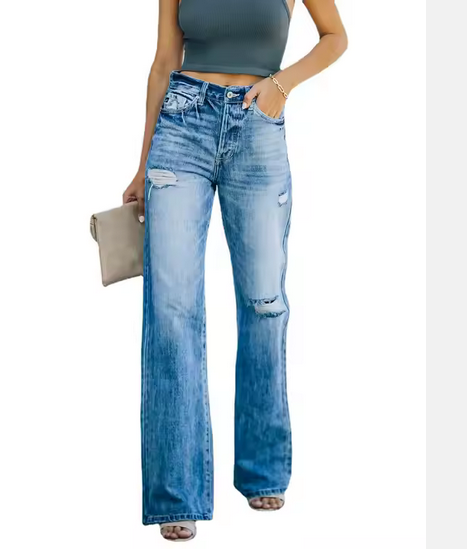 Jeans anchos en tendencia para mujer