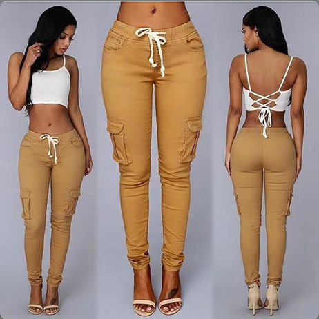 Pantalon cargo ajustado mujer