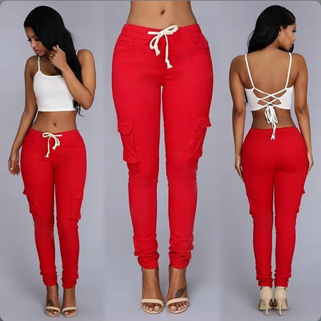 Pantalon cargo ajustado mujer