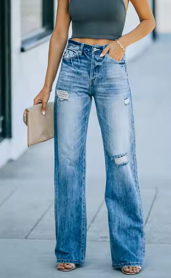 Jeans anchos en tendencia para mujer