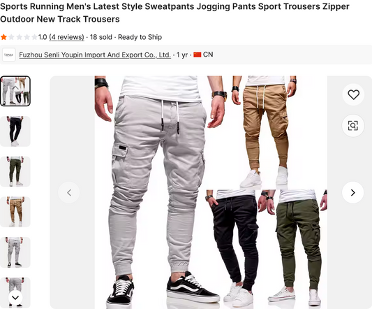 Pantalón tipo jogger para hombre de tela sin bolsas