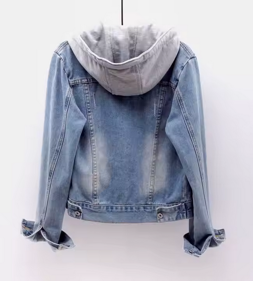 Jacket de mezclilla con gorro para mujer