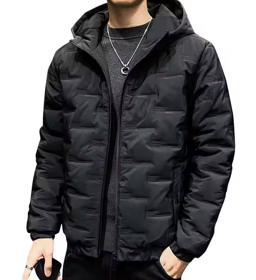 Jacket tipo impermeable con gorro y forro térmico interior