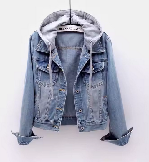 Jacket de mezclilla con gorro para mujer